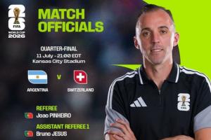 FIFA官方：皮涅罗＆葡萄牙裁判组执法世界杯1/4决赛阿根廷vs瑞士-eb